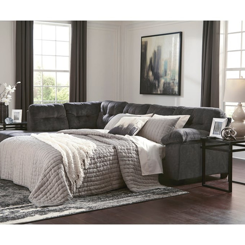 Ashley Furniture Accrington Granite Fabric 2pc Sleeper Sectional With LAF Corner Chaise