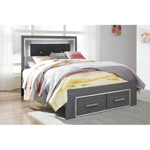 Ashley Furniture Lodanna Gray King Panel Bed With 2 Storage Drawers