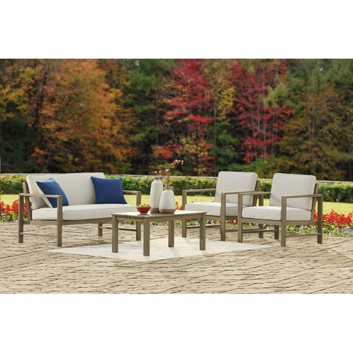 Ashley Furniture Fynnegan Light Brown 4pc Outdoor Seating Set