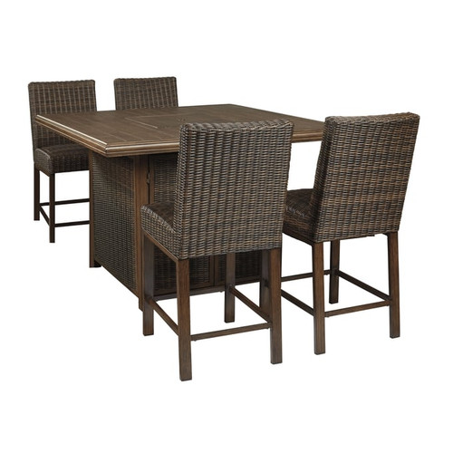 Ashley Furniture Paradise Trail Medium Brown 5pc Outdoor Counter Height Set
