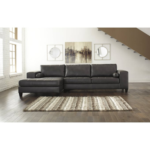 Ashley Furniture Nokomis Charcoal LAF Chaise 2pc Sectional