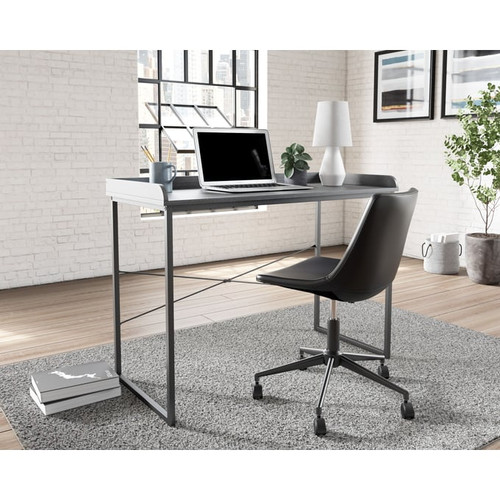 Ashley Furniture Yarlow Black Metal Wood 2pc Office Desk And Chair Set