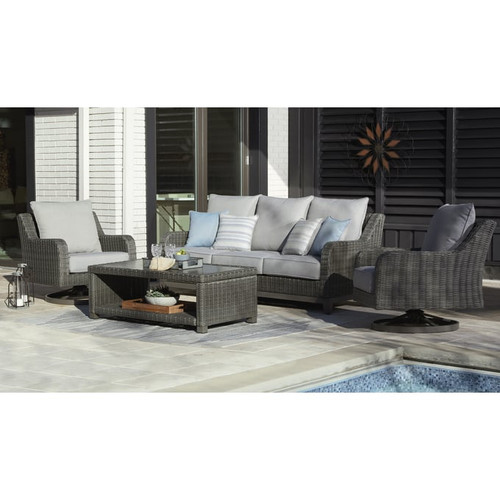 Ashley Furniture Elite Park Gray 4pc Outdoor Seating Set With Sofa