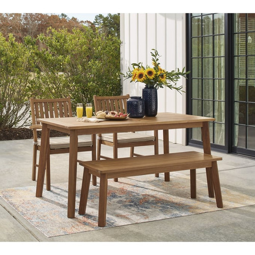 Ashley Furniture Janiyah Light Brown 3pc Outdoor Dining Set