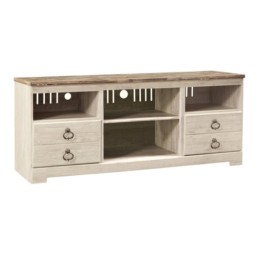 Ashley Furniture Willowton Whitewash 3pc Entertainment Center