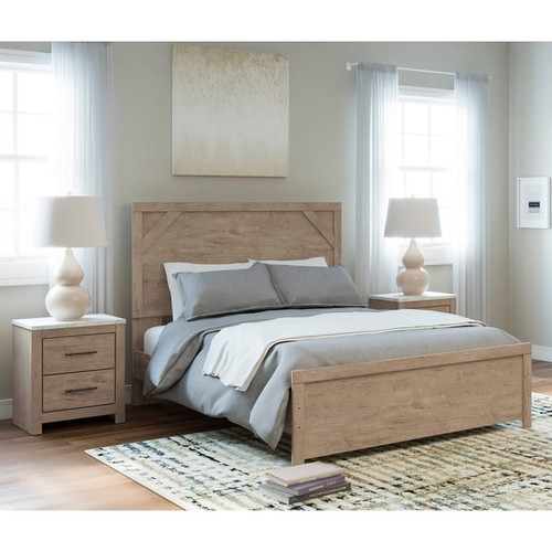 Ashley Furniture Senniberg Light Brown 4pc Bedroom Set With Queen Panel Bed