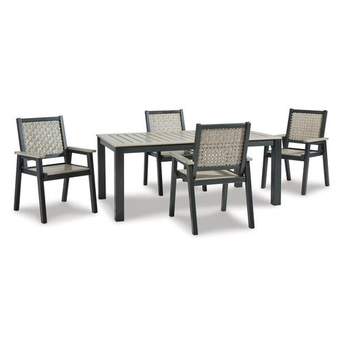 Ashley Furniture Mount Valley Driftwood Black 5pc Outdoor Dining Set