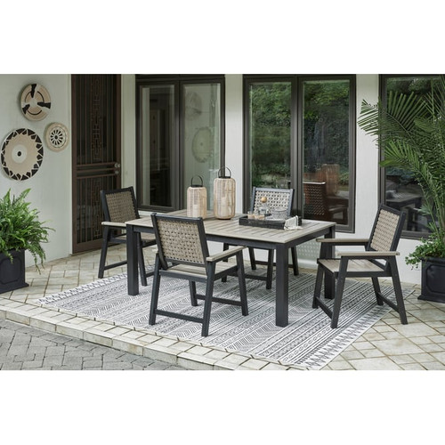 Ashley Furniture Mount Valley Driftwood Black 5pc Outdoor Dining Set
