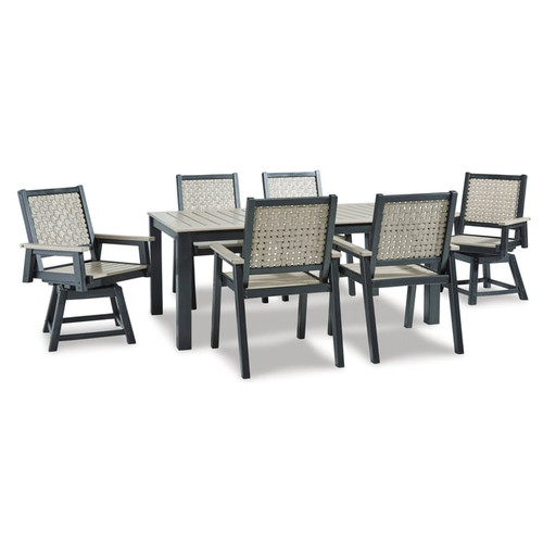 Ashley Furniture Mount Valley Driftwood Black 7pc Outdoor Dining Set