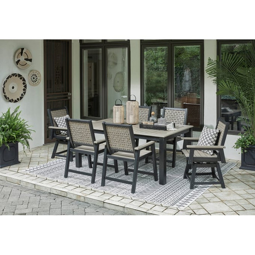 Ashley Furniture Mount Valley Driftwood Black 7pc Outdoor Dining Set