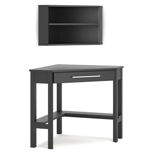 Ashley Furniture Otaska Black Home Office Corner Desk With Bookcase