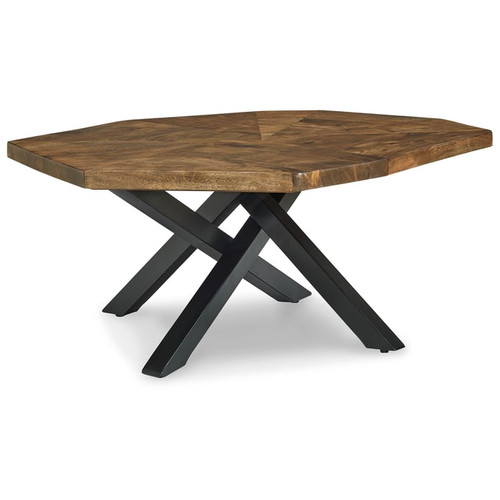 Ashley Furniture Haileeton Brown Black 3pc Coffee Table Set