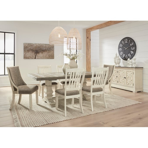 Ashley Furniture Bolanburg Antique White Upholstered 7pc Dining Room Set
