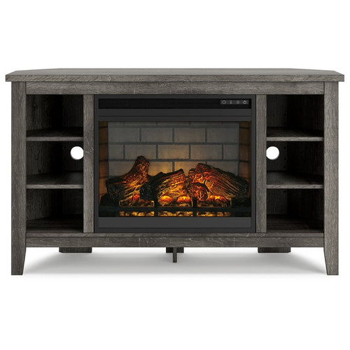 Ashley Furniture Arlenbry Gray Corner TV Stand With Fireplace Insert Infrared
