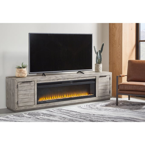 Ashley Furniture Naydell Gray TV Stand With Electric Fireplace