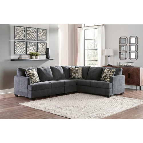 Ashley Furniture Ambrielle Gunmetal 3pc Sectional With LAF Loveseat