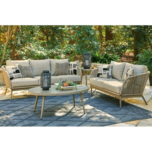 Ashley Furniture Swiss Valley Beige 4pc Outdoor Seating Set