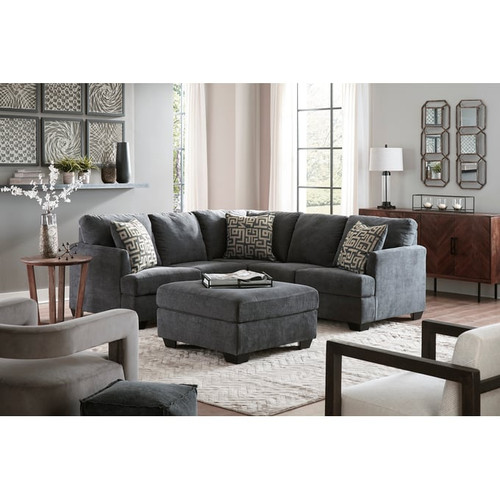 Ashley Furniture Ambrielle Gunmetal 2pc Sectional With Ottoman