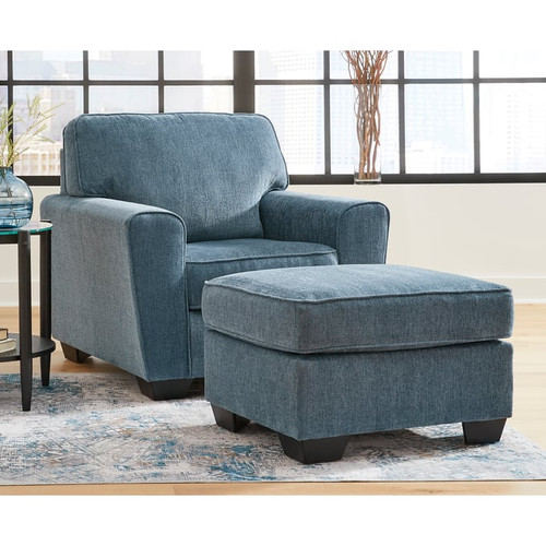 Ashley Furniture Cashton Blue Chair And Ottoman Set