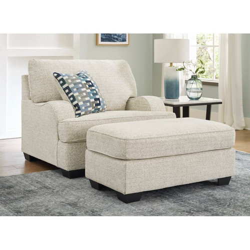 Ashley Furniture Valerano Parchment Chair And Ottoman Set