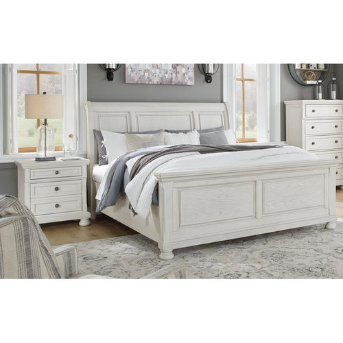 Ashley Furniture Robbinsdale Antique White 2pc Bedroom Set With King Sleigh Bed