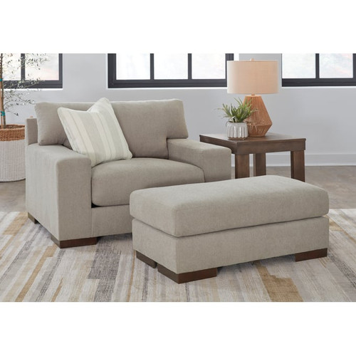 Ashley Furniture Maggie Flax Chair And Ottoman Set