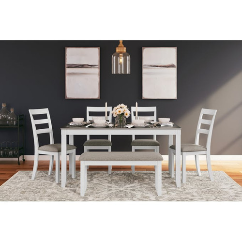 Ashley Furniture Stonehollow White Gray 6pc Dining Set