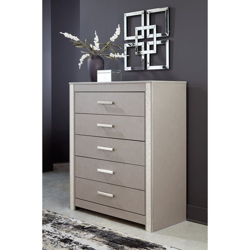 Ashley Furniture Surancha Gray Five Drawer Wide Chest