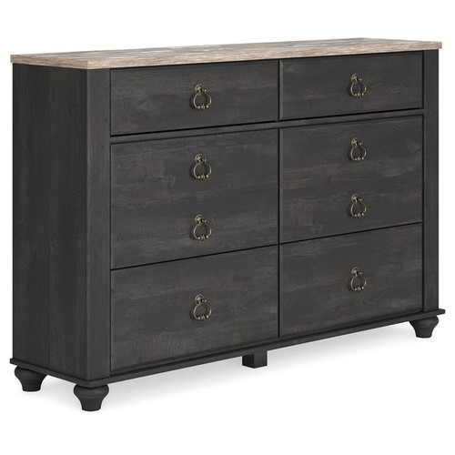 Ashley Furniture Nanforth Rustic Charcoal Six Drawer Dresser