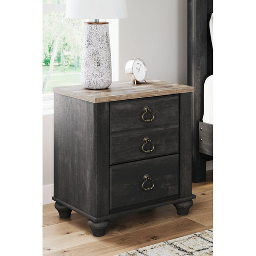 Ashley Furniture Nanforth Rustic Charcoal Two Drawer Night Stand