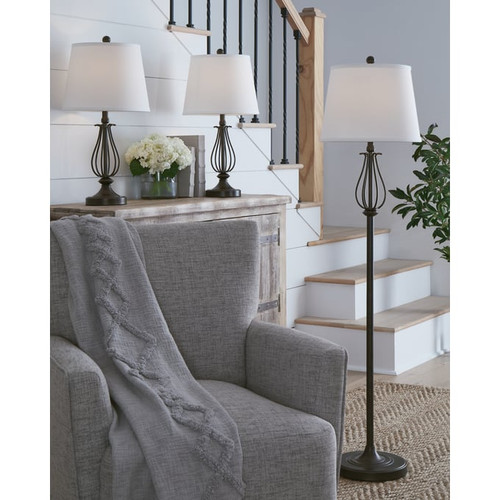 Ashley Furniture Brycestone Bronze Metal 3pc Lamp Set