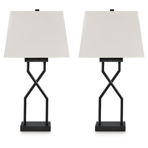 2 Ashley Furniture Brookthrone Black Metal Table Lamps