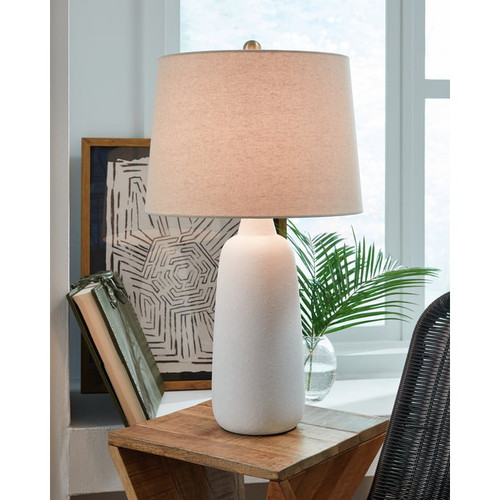 2 Ashley Furniture Avianic White Ceramic Table Lamps