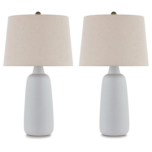 2 Ashley Furniture Avianic White Ceramic Table Lamps