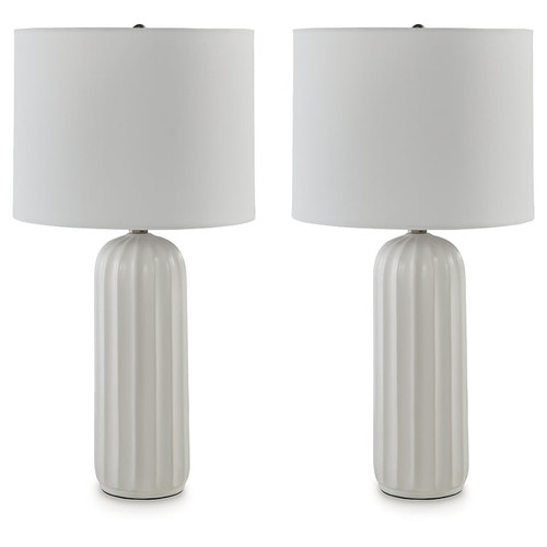 2 Ashley Furniture Clarkland White Ceramic Table Lamps