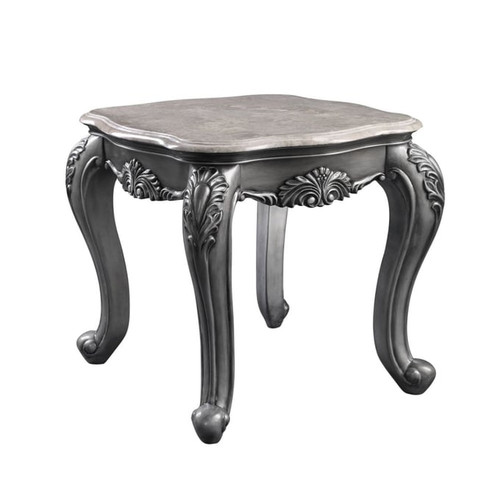 Acme Furniture Ariadne Platinum Marble Top End Table