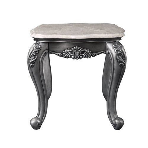 Acme Furniture Ariadne Platinum Marble Top End Table