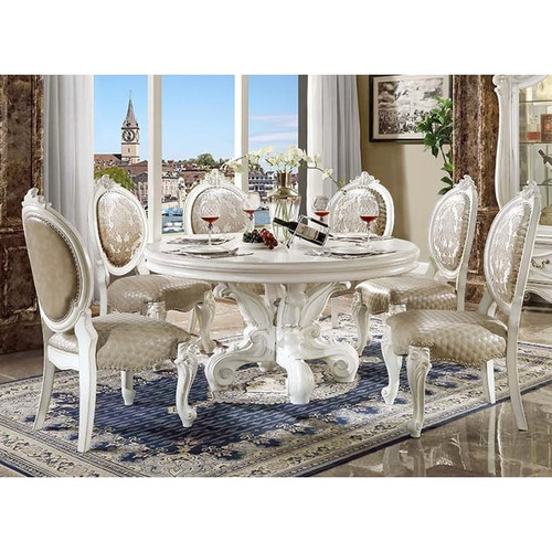 Acme Furniture Versailles Bone White Round 7pc Dining Room Set