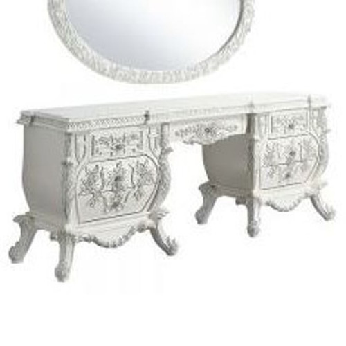 Acme Furniture Vanaheim Antique White Vanity Desk With Mirror