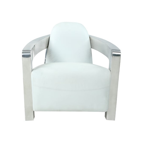 Chintaly Imports Polished Stainless Steel Leather Accent Chairs