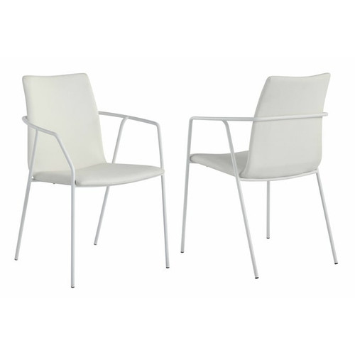 2 Chintaly Imports Alicia White PU Arm Chairs
