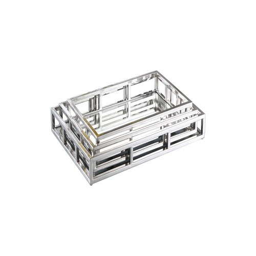 Chintaly Imports Rectangular Stainless Steel Mirrored Nesting Trays