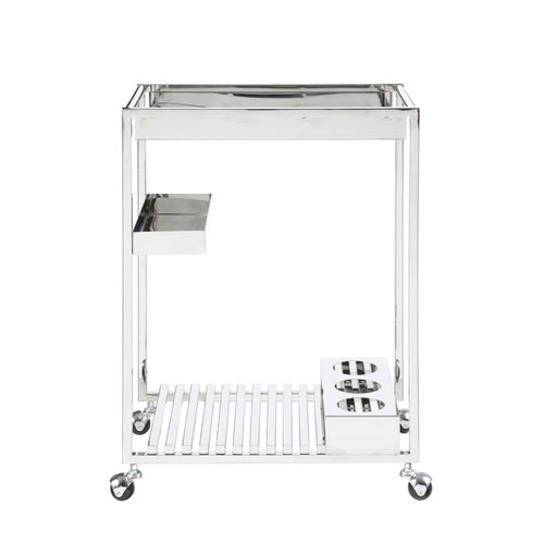 Chintaly Imports Polished Stainless Steel Tea Cart