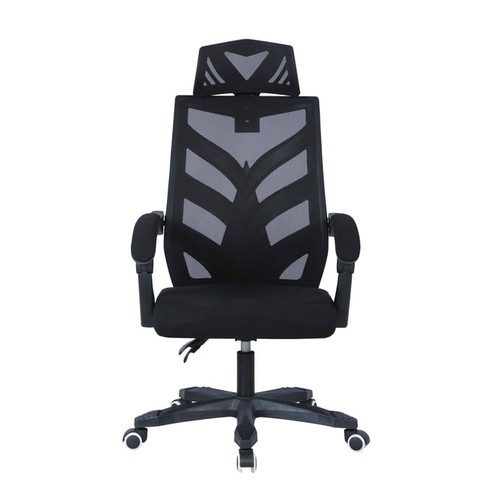 Chintaly Imports Black Computer Chair with Headrest and Padded Arms