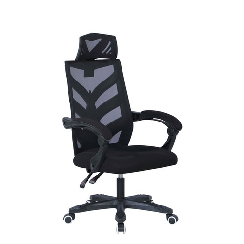 Chintaly Imports Black Computer Chair with Headrest and Padded Arms