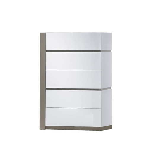 Chintaly Imports Manila Gloss White Grey 5 Drawers Chest