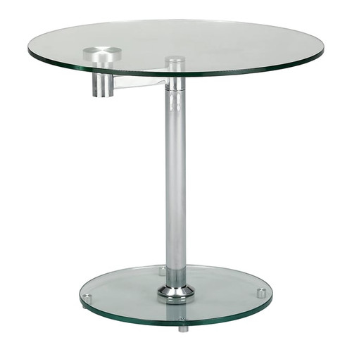 Chintaly Imports Chrome 24 Inch Rotating Lamp Table