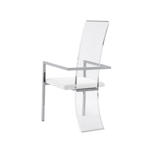 2 Chintaly Imports Layla White Acrylic Arm Chairs