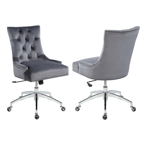 Chintaly Imports Grey Pneumatic Tufted Back Computer Chair