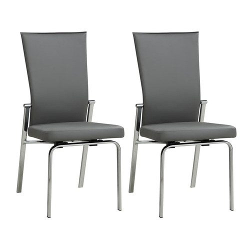 2 Chintaly Imports Molly Gray Chrome Motion Back Side Chairs